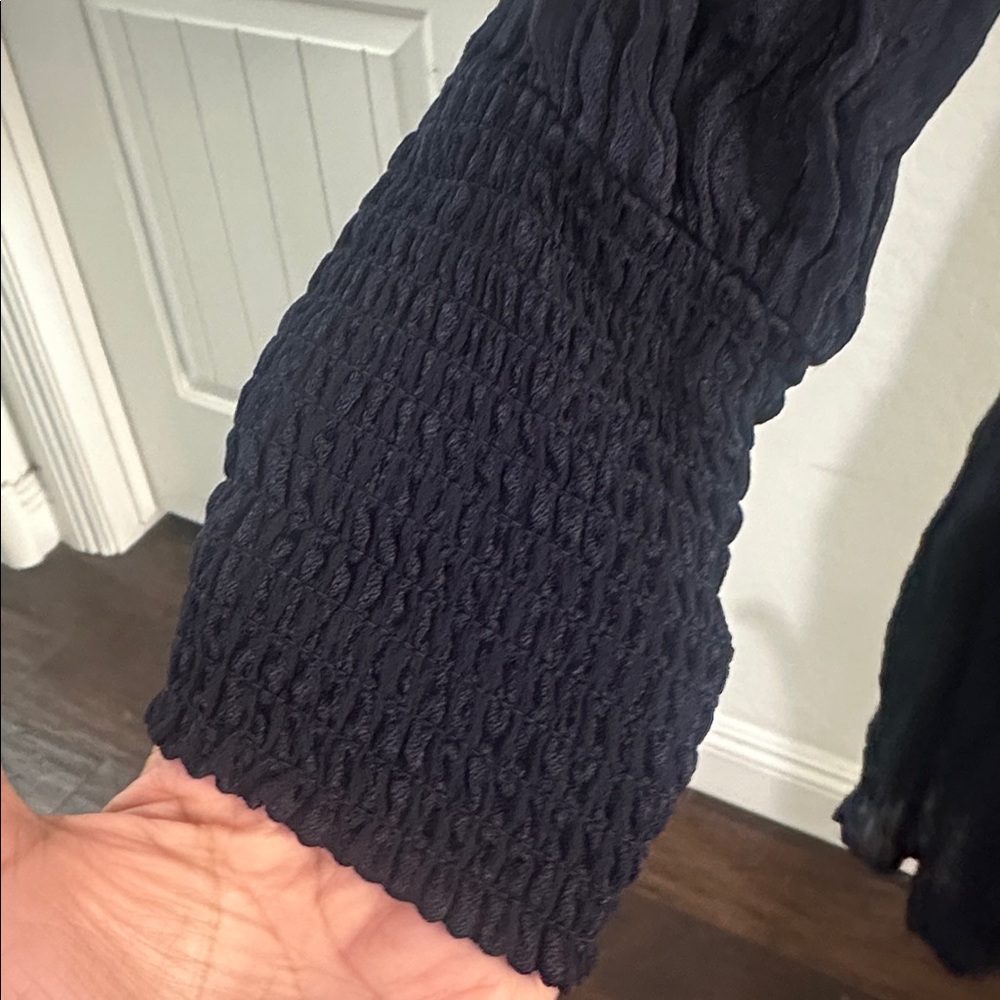 WITCHERY Stripe Pintuck Dress Navy Drop Shoulder, Waist Dress Button Front Sz 8 - Picture 7 of 15
